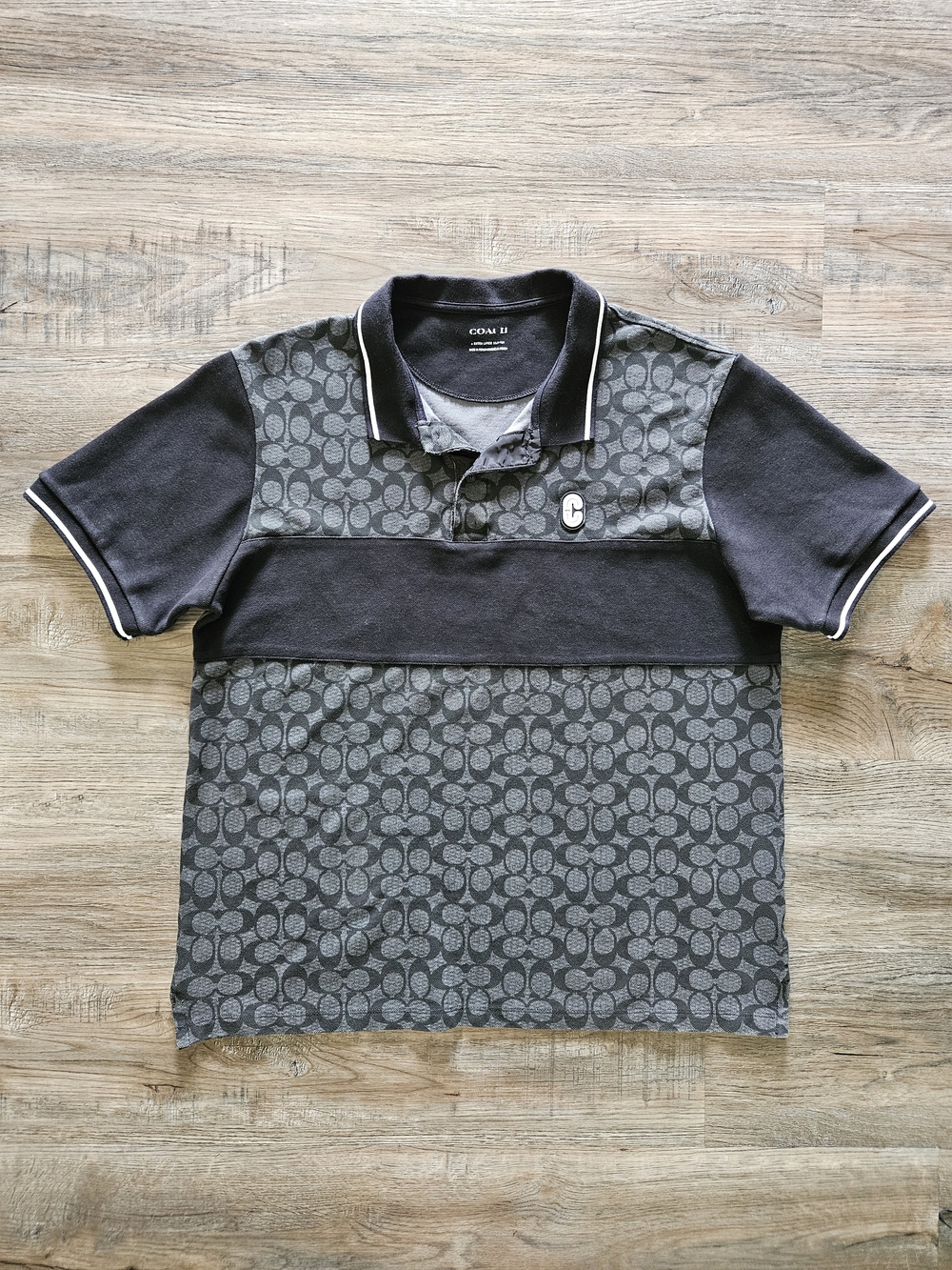 Coach Signature Charcoal Colorway Mens Polo Shirt - 100% Cotton
